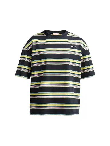 Marni Men's Striped Cotton Relaxed-Fit Crewneck T-Shirt - Acid | Thumbnail 1 Marni Men's Striped Cotton Relaxed-Fit Crewneck T-Shirt - Acid | Thumbnail 1
