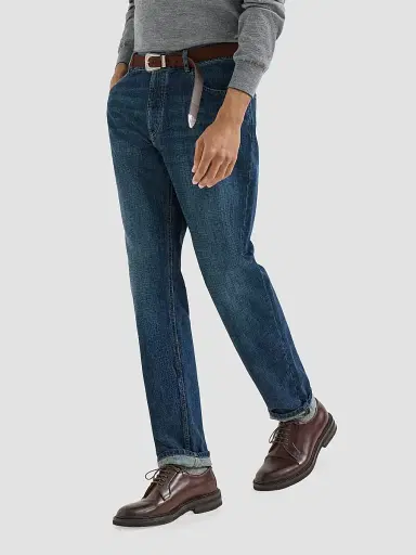 Brunello Cucinelli Men's Lightweight Denim Traditional Fit Five-Pocket Jeans | Thumbnail 2 Brunello Cucinelli Men's Lightweight Denim Traditional Fit Five-Pocket Jeans | Thumbnail 2
