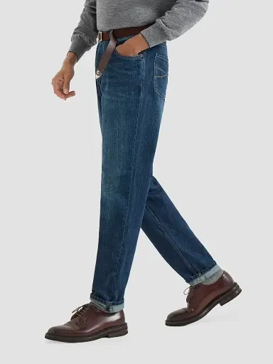 Brunello Cucinelli Men's Lightweight Denim Traditional Fit Five-Pocket Jeans | Thumbnail 3 Brunello Cucinelli Men's Lightweight Denim Traditional Fit Five-Pocket Jeans | Thumbnail 3