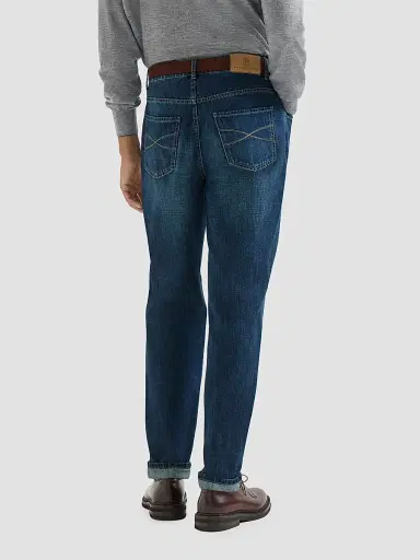 Brunello Cucinelli Men's Lightweight Denim Traditional Fit Five-Pocket Jeans | Thumbnail 4 Brunello Cucinelli Men's Lightweight Denim Traditional Fit Five-Pocket Jeans | Thumbnail 4