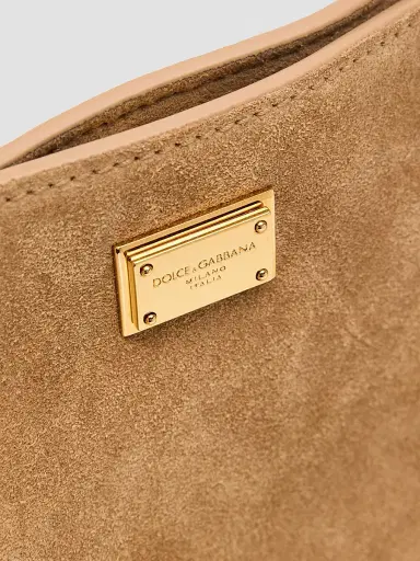 Dolce & Gabbana Women's Vittoria Suede Shoulder Bag - Tortora And Ecru | Thumbnail 4 Dolce & Gabbana Women's Vittoria Suede Shoulder Bag - Tortora And Ecru | Thumbnail 4