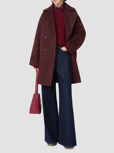 Weekend Max Mara Women's Knitted Look Coat - Bordeaux - Size 14 | Thumbnail 2 Weekend Max Mara Women's Knitted Look Coat - Bordeaux - Size 14 | Thumbnail 2
