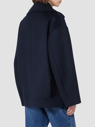 Weekend Max Mara Women's Double Wool Broadcloth Peacoat - Navy | Thumbnail 4 Weekend Max Mara Women's Double Wool Broadcloth Peacoat - Navy | Thumbnail 4