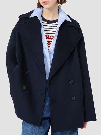 Weekend Max Mara Women's Double Wool Broadcloth Peacoat - Navy | Thumbnail 5 Weekend Max Mara Women's Double Wool Broadcloth Peacoat - Navy | Thumbnail 5