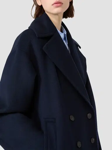 Weekend Max Mara Women's Double Wool Broadcloth Peacoat - Navy | Thumbnail 6 Weekend Max Mara Women's Double Wool Broadcloth Peacoat - Navy | Thumbnail 6