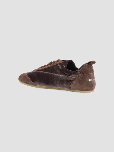 Jil Sander Women's Etage Velvet & Suede Low-Top Sneakers - Chocolate Plum | Thumbnail 3 Jil Sander Women's Etage Velvet & Suede Low-Top Sneakers - Chocolate Plum | Thumbnail 3