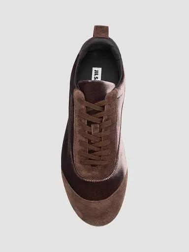 Jil Sander Women's Etage Velvet & Suede Low-Top Sneakers - Chocolate Plum | Thumbnail 4 Jil Sander Women's Etage Velvet & Suede Low-Top Sneakers - Chocolate Plum | Thumbnail 4