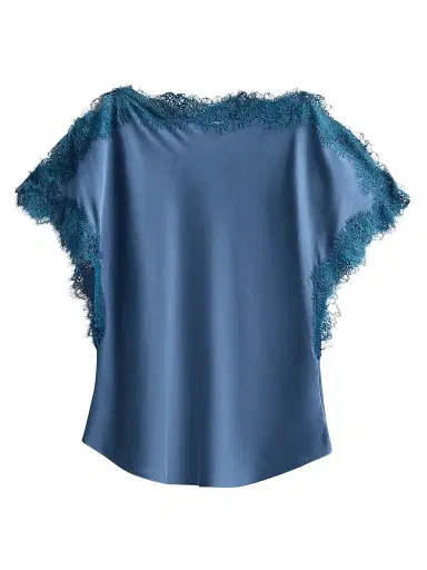 A.L.C. Women's Luna Lace-Trim Satin Top - Ash Blue - Size 14 | Thumbnail 1 A.L.C. Women's Luna Lace-Trim Satin Top - Ash Blue - Size 14 | Thumbnail 1