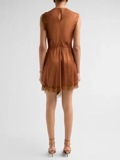 A.L.C. Women's Dion Lace-Trim Satin Mini Dress - Light Chestnut | Thumbnail 3 A.L.C. Women's Dion Lace-Trim Satin Mini Dress - Light Chestnut | Thumbnail 3
