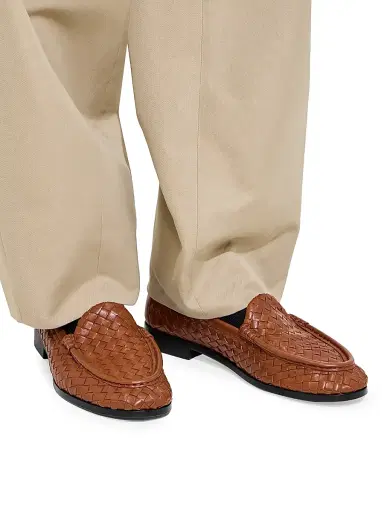 Bottega Veneta Men's Silenzio Intrecciato Leather Loafers | Thumbnail 2 Bottega Veneta Men's Silenzio Intrecciato Leather Loafers | Thumbnail 2