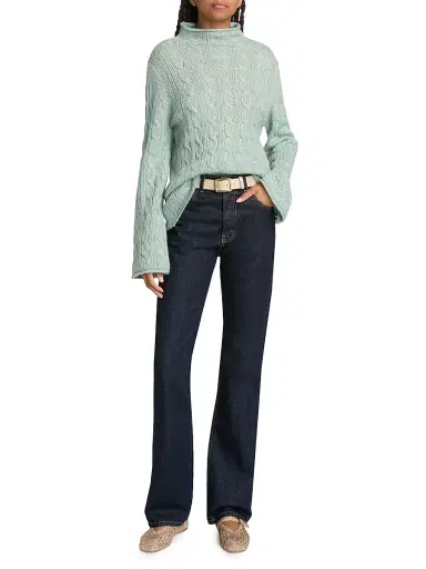 Guest In Residence Women's Cable-Knit Merino Wool-Blend Top - Sage Brush - Size XL | Thumbnail 2 Guest In Residence Women's Cable-Knit Merino Wool-Blend Top - Sage Brush - Size XL | Thumbnail 2
