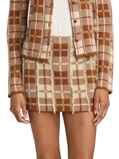 Guest In Residence Women's Fringe Plaid Silk-Linen Miniskirt | Thumbnail 3 Guest In Residence Women's Fringe Plaid Silk-Linen Miniskirt | Thumbnail 3