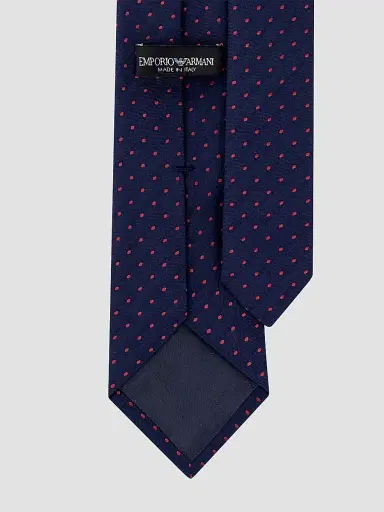 Emporio Armani Men's Micro-Diamond Grid Silk Tie - Fancy Blue | Thumbnail 2 Emporio Armani Men's Micro-Diamond Grid Silk Tie - Fancy Blue | Thumbnail 2