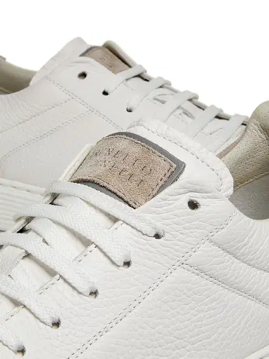 Brunello Cucinelli Men's Suede-Trim Low-Top Leather Sneakers - White | Thumbnail 4 Brunello Cucinelli Men's Suede-Trim Low-Top Leather Sneakers - White | Thumbnail 4