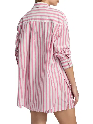 Papinelle Women's Striped Cotton Shirting Boxer Pajamas - Raspberry - Size XL | Thumbnail 5 Papinelle Women's Striped Cotton Shirting Boxer Pajamas - Raspberry - Size XL | Thumbnail 5