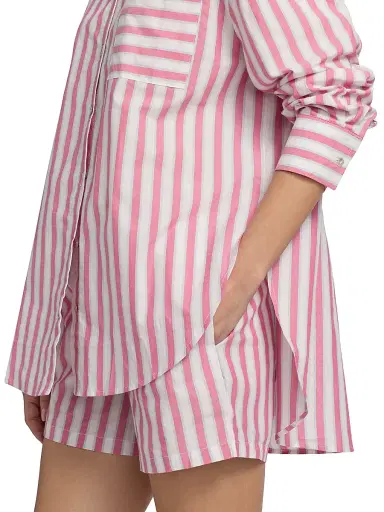 Papinelle Women's Striped Cotton Shirting Boxer Pajamas - Raspberry - Size XL | Thumbnail 6 Papinelle Women's Striped Cotton Shirting Boxer Pajamas - Raspberry - Size XL | Thumbnail 6