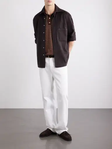 A.P.C. Tristan Logo-Embroidered Striped Cotton Polo Shirt - Men | Thumbnail 2 A.P.C. Tristan Logo-Embroidered Striped Cotton Polo Shirt - Men | Thumbnail 2