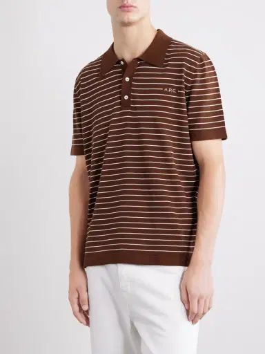 A.P.C. Tristan Logo-Embroidered Striped Cotton Polo Shirt - Men | Thumbnail 3 A.P.C. Tristan Logo-Embroidered Striped Cotton Polo Shirt - Men | Thumbnail 3