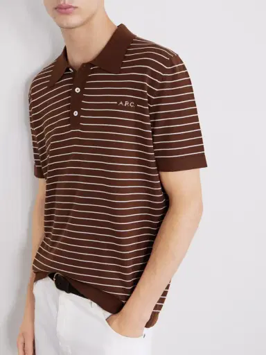 A.P.C. Tristan Logo-Embroidered Striped Cotton Polo Shirt - Men | Thumbnail 5 A.P.C. Tristan Logo-Embroidered Striped Cotton Polo Shirt - Men | Thumbnail 5