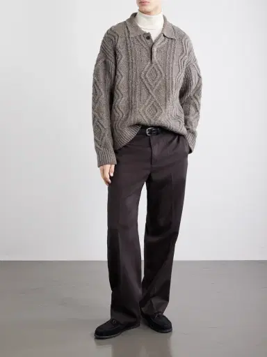 Frame Cable-Knit Wool and Cashmere-Blend Polo Sweater - Men | Thumbnail 2 Frame Cable-Knit Wool and Cashmere-Blend Polo Sweater - Men | Thumbnail 2