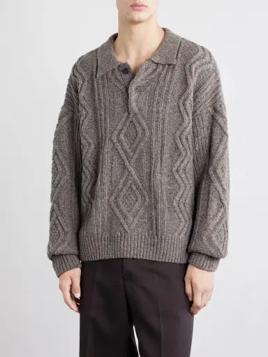 Frame Cable-Knit Wool and Cashmere-Blend Polo Sweater - Men | Thumbnail 3 Frame Cable-Knit Wool and Cashmere-Blend Polo Sweater - Men | Thumbnail 3