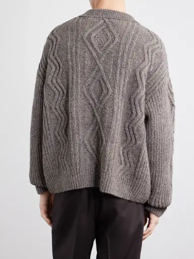 Frame Cable-Knit Wool and Cashmere-Blend Polo Sweater - Men | Thumbnail 4 Frame Cable-Knit Wool and Cashmere-Blend Polo Sweater - Men | Thumbnail 4
