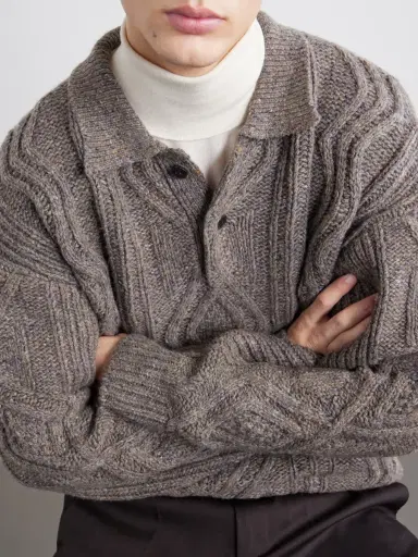 Frame Cable-Knit Wool and Cashmere-Blend Polo Sweater - Men | Thumbnail 5 Frame Cable-Knit Wool and Cashmere-Blend Polo Sweater - Men | Thumbnail 5