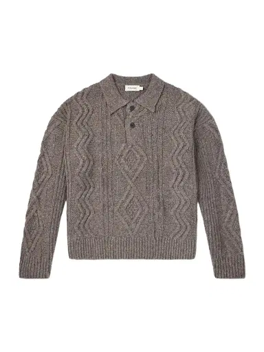 Frame Cable-Knit Wool and Cashmere-Blend Polo Sweater - Men | Thumbnail 1 Frame Cable-Knit Wool and Cashmere-Blend Polo Sweater - Men | Thumbnail 1