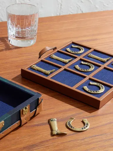 Ralph Lauren Home Sawyer Leather-Trimmed Checked Canvas Tic-Tac-Toe Set - Men | Thumbnail 2 Ralph Lauren Home Sawyer Leather-Trimmed Checked Canvas Tic-Tac-Toe Set - Men | Thumbnail 2