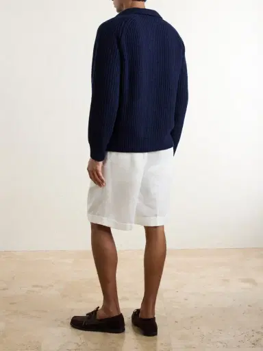 ELEVENTY Ribbed-Knit Wool and Cashmere-Blend Polo Shirt - Men | Thumbnail 4 ELEVENTY Ribbed-Knit Wool and Cashmere-Blend Polo Shirt - Men | Thumbnail 4