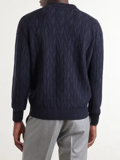 Canali Textured Wool Polo Sweater - Men | Thumbnail 4 Canali Textured Wool Polo Sweater - Men | Thumbnail 4