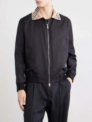 Burberry Checked Logo-Embroidered Cotton Blouson Jacket - Men | Thumbnail 3 Burberry Checked Logo-Embroidered Cotton Blouson Jacket - Men | Thumbnail 3