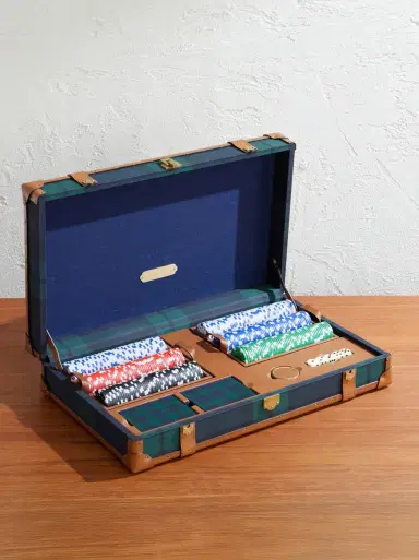 Ralph Lauren Home Sawyer Leather-Trimmed Checked Canvas Poker Set - Men | Thumbnail 1 Ralph Lauren Home Sawyer Leather-Trimmed Checked Canvas Poker Set - Men | Thumbnail 1