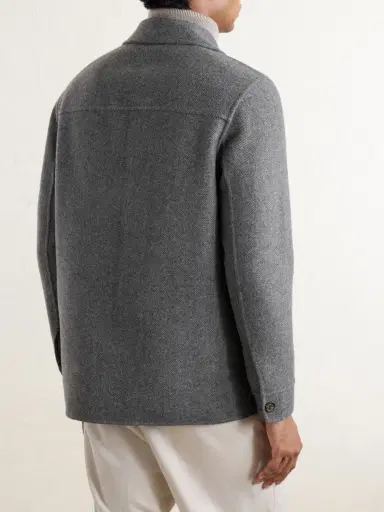ELEVENTY Reversible Herringbone Wool and Cashmere-Blend Overshirt - Men | Thumbnail 4 ELEVENTY Reversible Herringbone Wool and Cashmere-Blend Overshirt - Men | Thumbnail 4