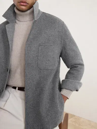 ELEVENTY Reversible Herringbone Wool and Cashmere-Blend Overshirt - Men | Thumbnail 5 ELEVENTY Reversible Herringbone Wool and Cashmere-Blend Overshirt - Men | Thumbnail 5