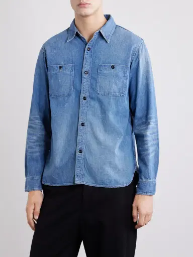 FULLCOUNT Distressed Denim Shirt - Men | Thumbnail 3 FULLCOUNT Distressed Denim Shirt - Men | Thumbnail 3