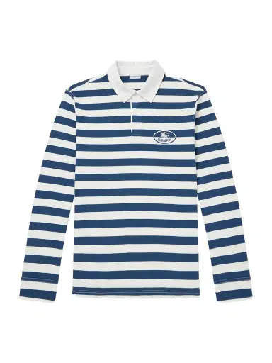Burberry Logo-Embroidered Striped Cotton Polo Sweater - Men | Thumbnail 1 Burberry Logo-Embroidered Striped Cotton Polo Sweater - Men | Thumbnail 1