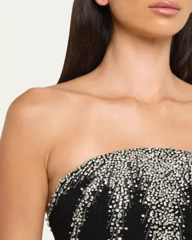 Naeem Khan Strapless Crystal-Embellished Crepe Fit-&-Flare Gown | Thumbnail 5 Naeem Khan Strapless Crystal-Embellished Crepe Fit-&-Flare Gown | Thumbnail 5