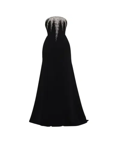 Naeem Khan Strapless Crystal-Embellished Crepe Fit-&-Flare Gown | Thumbnail 1 Naeem Khan Strapless Crystal-Embellished Crepe Fit-&-Flare Gown | Thumbnail 1