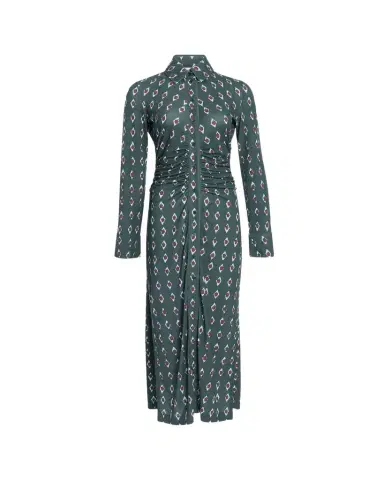 Altuzarra Claudia Diamond-Print Long-Sleeve Ruched Midi Shirtdress | Thumbnail 1 Altuzarra Claudia Diamond-Print Long-Sleeve Ruched Midi Shirtdress | Thumbnail 1