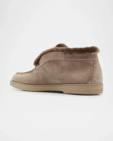 Santoni Fortune Shearling Suede Loafer Booties | Thumbnail 2 Santoni Fortune Shearling Suede Loafer Booties | Thumbnail 2