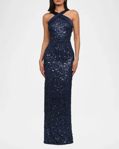 Theia Velina Pleated Floral Applique Mikado Gown | Thumbnail 2 Theia Velina Pleated Floral Applique Mikado Gown | Thumbnail 2