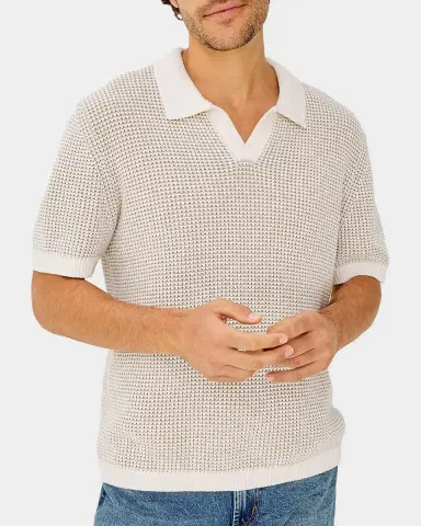 RAILS Men's Pearson Cotton-Cashmere Johnny Collar Polo Shirt | Thumbnail 4 RAILS Men's Pearson Cotton-Cashmere Johnny Collar Polo Shirt | Thumbnail 4