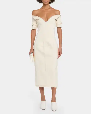 Bottega Veneta Off-The-Shoulder Midi Sweater Dress | Thumbnail 2 Bottega Veneta Off-The-Shoulder Midi Sweater Dress | Thumbnail 2