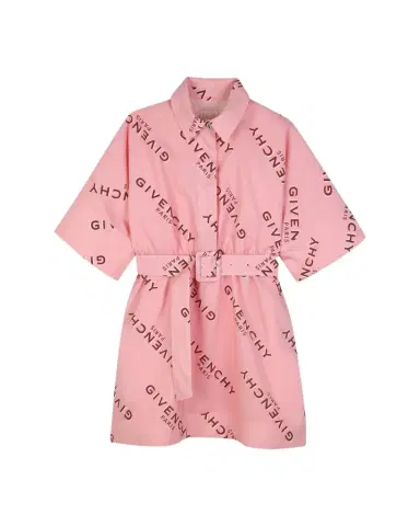 Givenchy Girl 's Logo-Print Belted Cotton Shirtdress, Size 4- | Thumbnail 1 Givenchy Girl 's Logo-Print Belted Cotton Shirtdress, Size 4- | Thumbnail 1