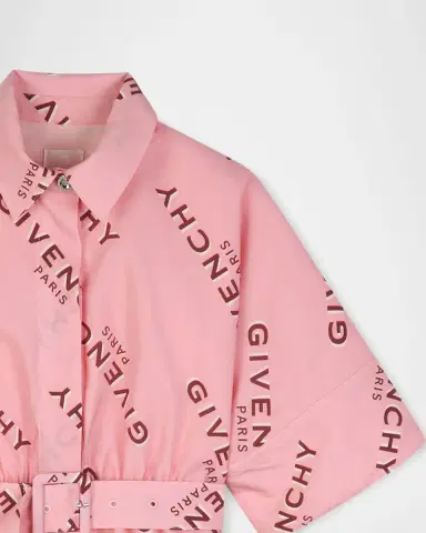 Givenchy Girl 's Logo-Print Belted Cotton Shirtdress, Size 8-12 | Thumbnail 3 Givenchy Girl 's Logo-Print Belted Cotton Shirtdress, Size 8-12 | Thumbnail 3