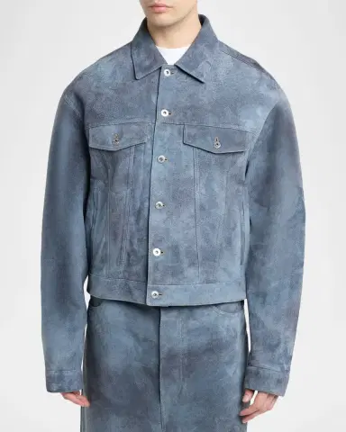 Bottega Veneta Men's Cloudy Suede Trucker Jacket | Thumbnail 4 Bottega Veneta Men's Cloudy Suede Trucker Jacket | Thumbnail 4