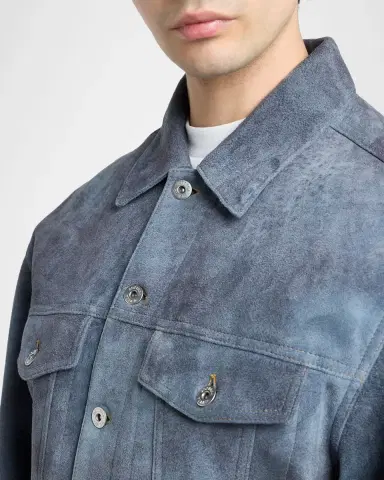 Bottega Veneta Men's Cloudy Suede Trucker Jacket | Thumbnail 5 Bottega Veneta Men's Cloudy Suede Trucker Jacket | Thumbnail 5