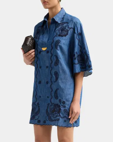 Zimmermann Aster Embroidered Denim Mini Dress | Thumbnail 5 Zimmermann Aster Embroidered Denim Mini Dress | Thumbnail 5