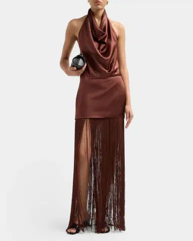 Retrofête Cyrelle Cowl Fringe Maxi Dress | Thumbnail 2 Retrofête Cyrelle Cowl Fringe Maxi Dress | Thumbnail 2